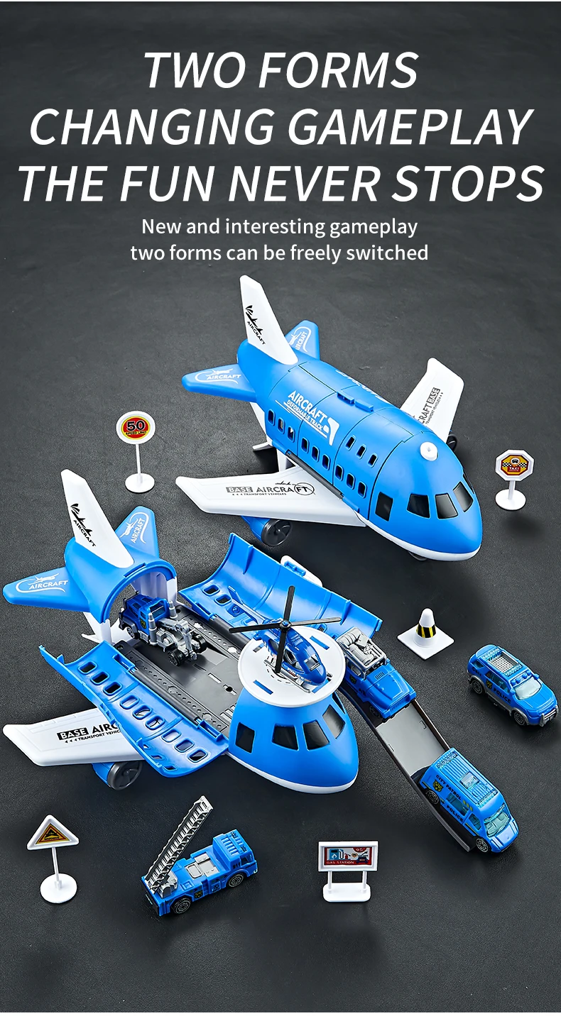 Modelos de avión, coche y tren del set