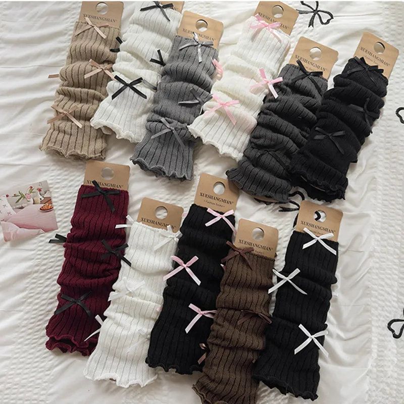 Leggings/pantimedias cálidas con acabado elástico y lazo
