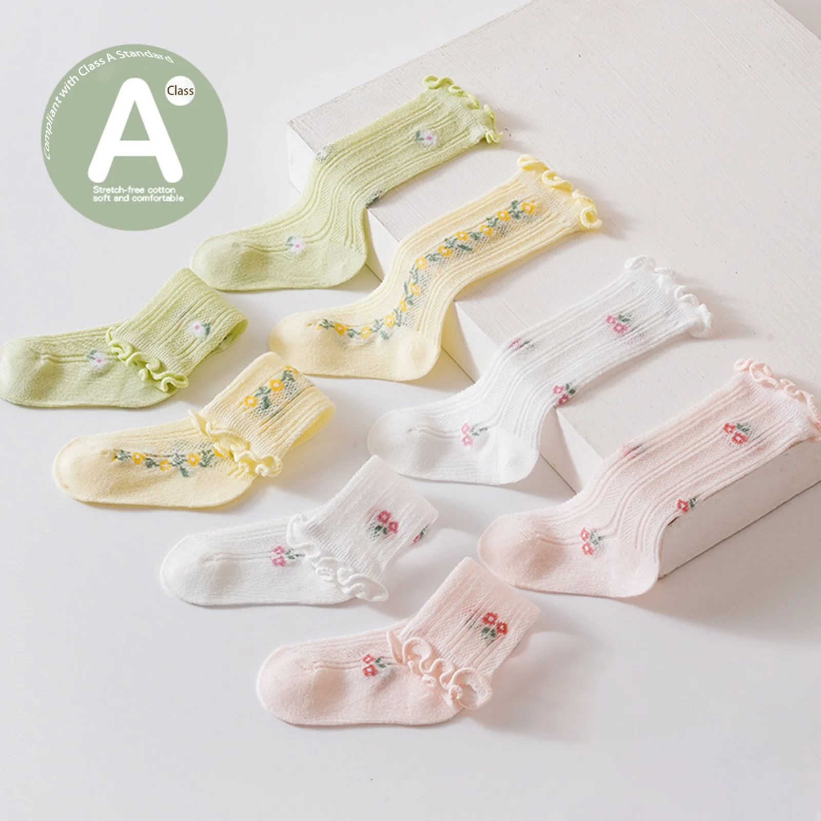 Calcetines florales algodón niña – Transpirables y cómodos - imagen 3