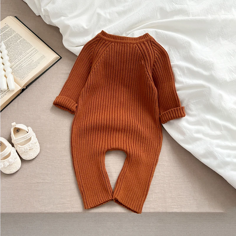 Milangel Pelele de punto liso infantil para niñas – Otoño bebé - imagen 2