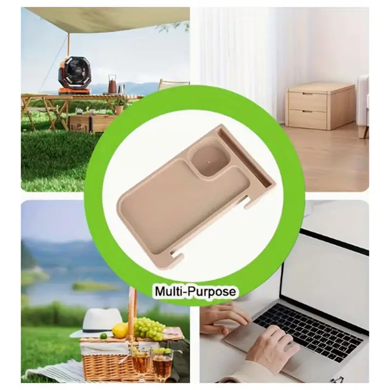 Bandeja lateral plegable con portavasos para silla de camping - imagen 4