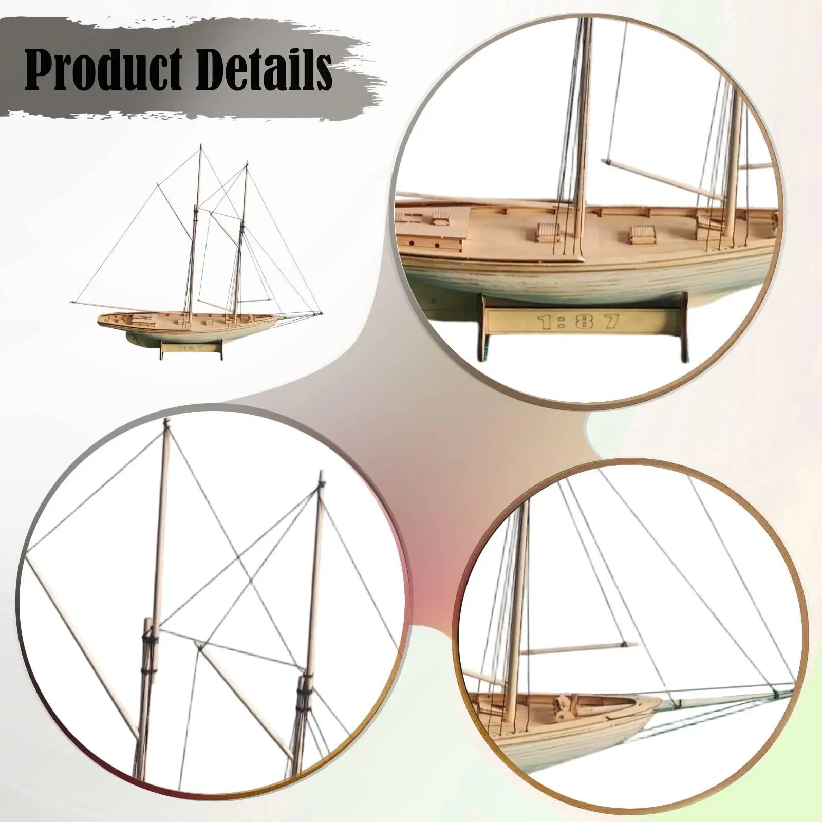 Maqueta de barco velero de madera para manualidades 3D - imagen 2
