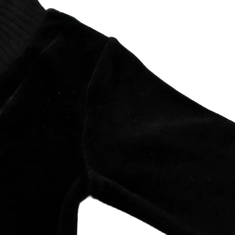 Vestido de terciopelo negro para niñas con manga larga y cuello alto - imagen 2
