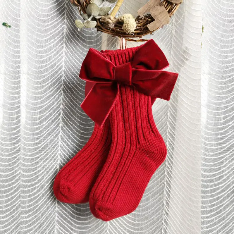 Lisa Calcetines navideños de algodón con lazo para niñas - imagen 4