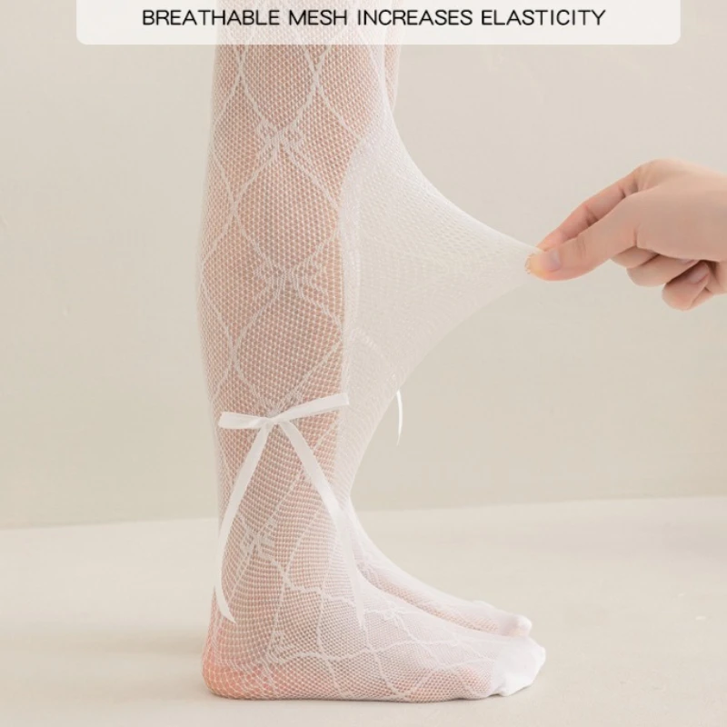Pantimedias finas de malla con lazo para niña, verano - imagen 4