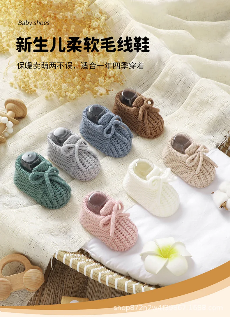 Calcetines de punto para bebés con lazo y color sólido