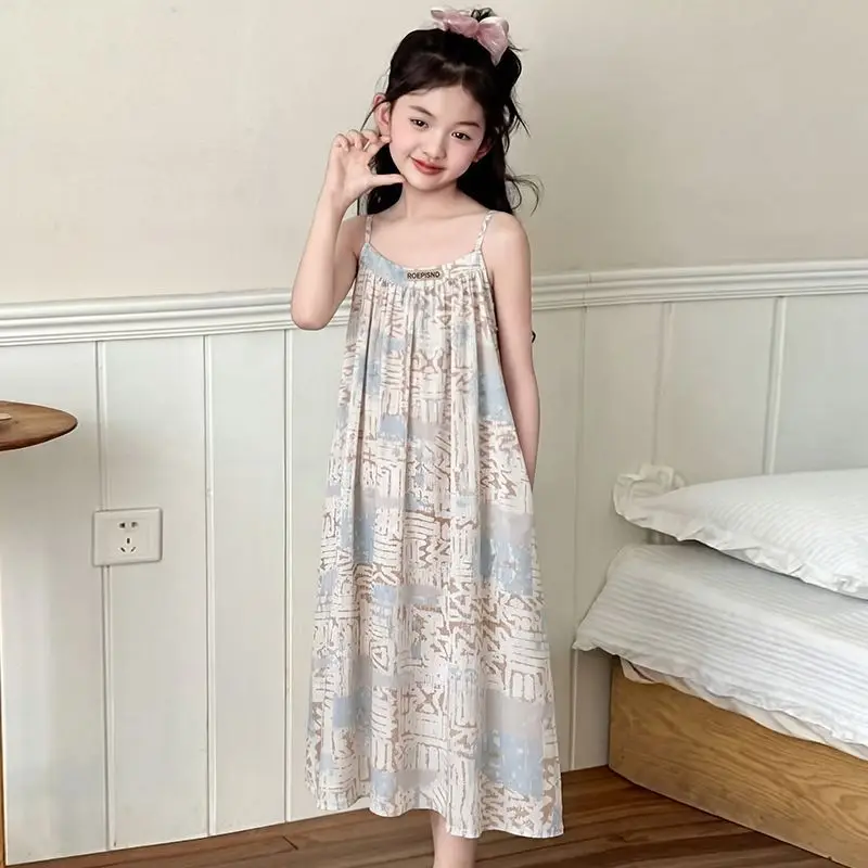 Pijama de niña verano estilo sencillo y tierno en color liso fino - imagen 4
