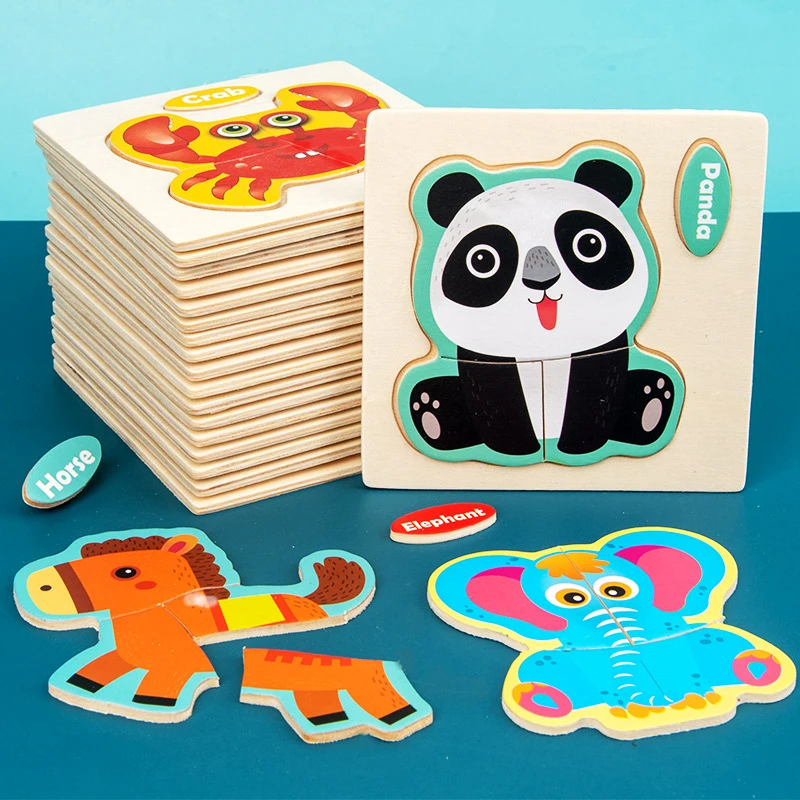 Puzzle 3D de madera con animales Montessori para niños - imagen 5