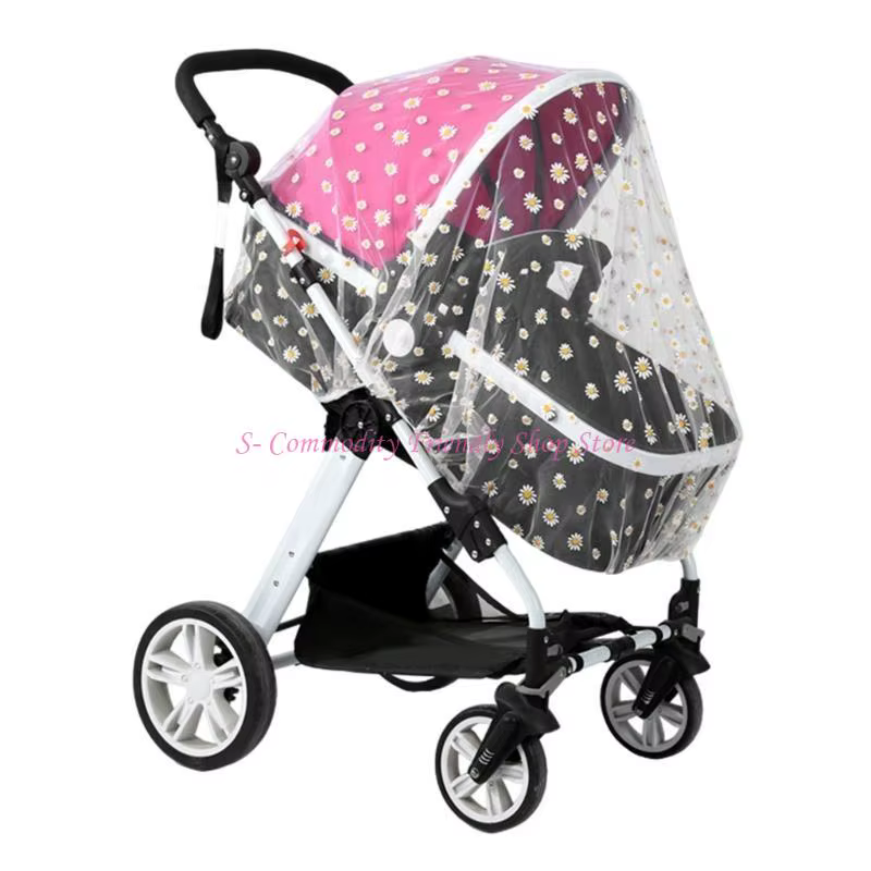 Red malla protectora 85AE para cochecitos bebé con margaritas bordado