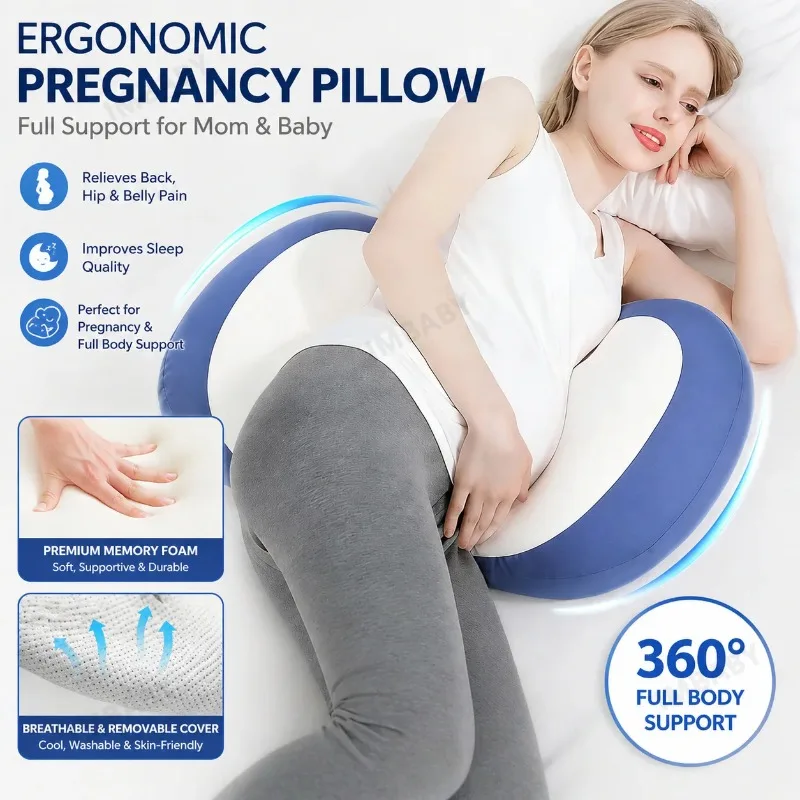 Almohada para embarazo ergonómica viscoelástica con funda lavable - imagen 2
