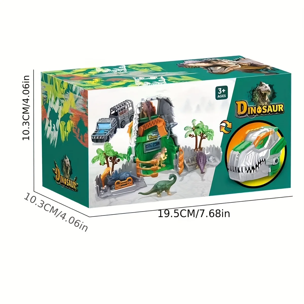 Niño jugando con el set de dinosaurios