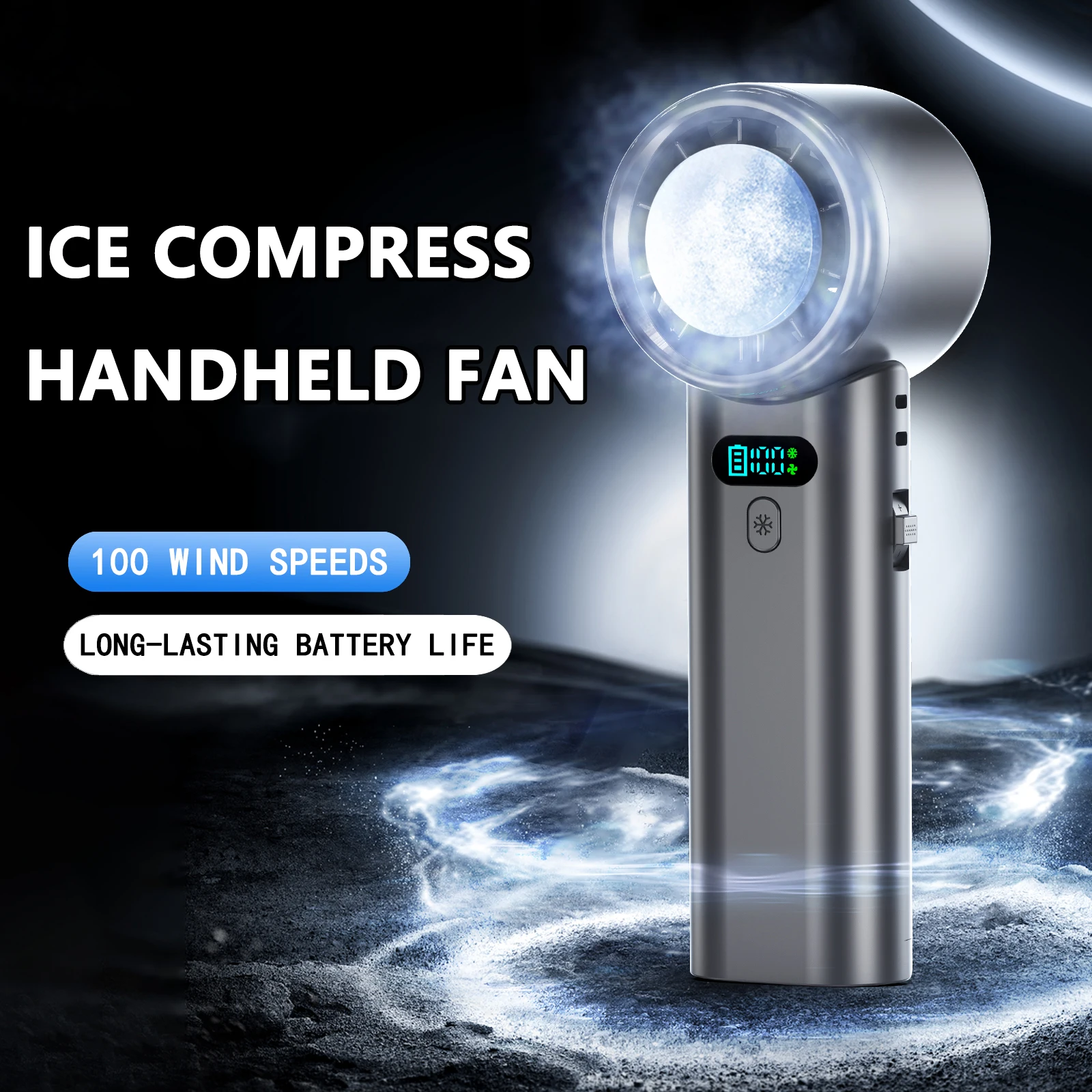 Mini ventilador portátil de mano recargable USB con LED - imagen 2