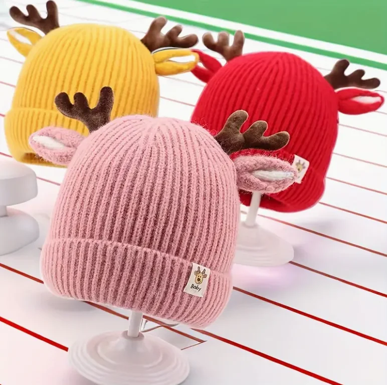 Gorro navideño de reno con astas en felpa suave para jóvenes - imagen 2