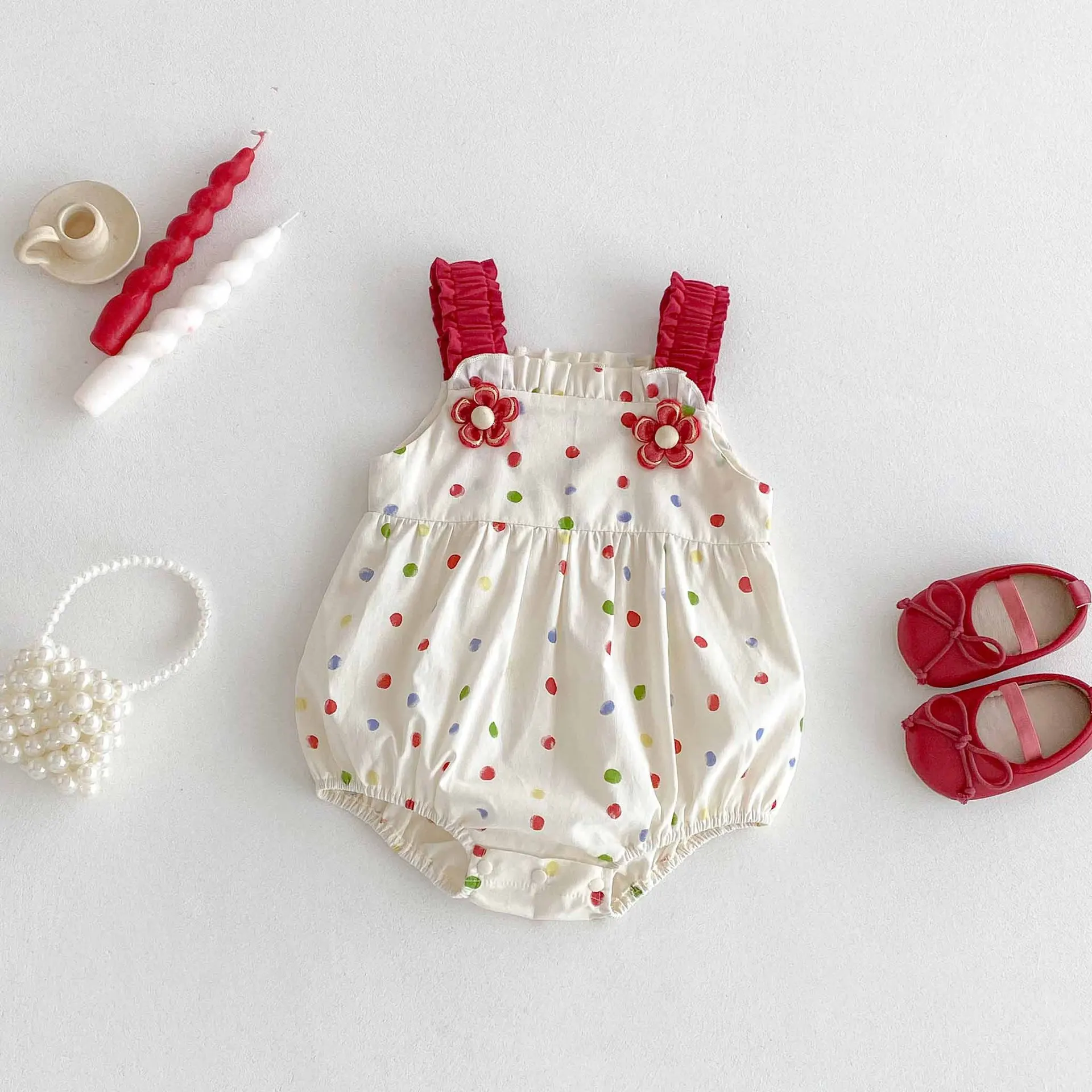 Mono de verano con lunares coloridos para bebés niñas pequeñas - imagen 5