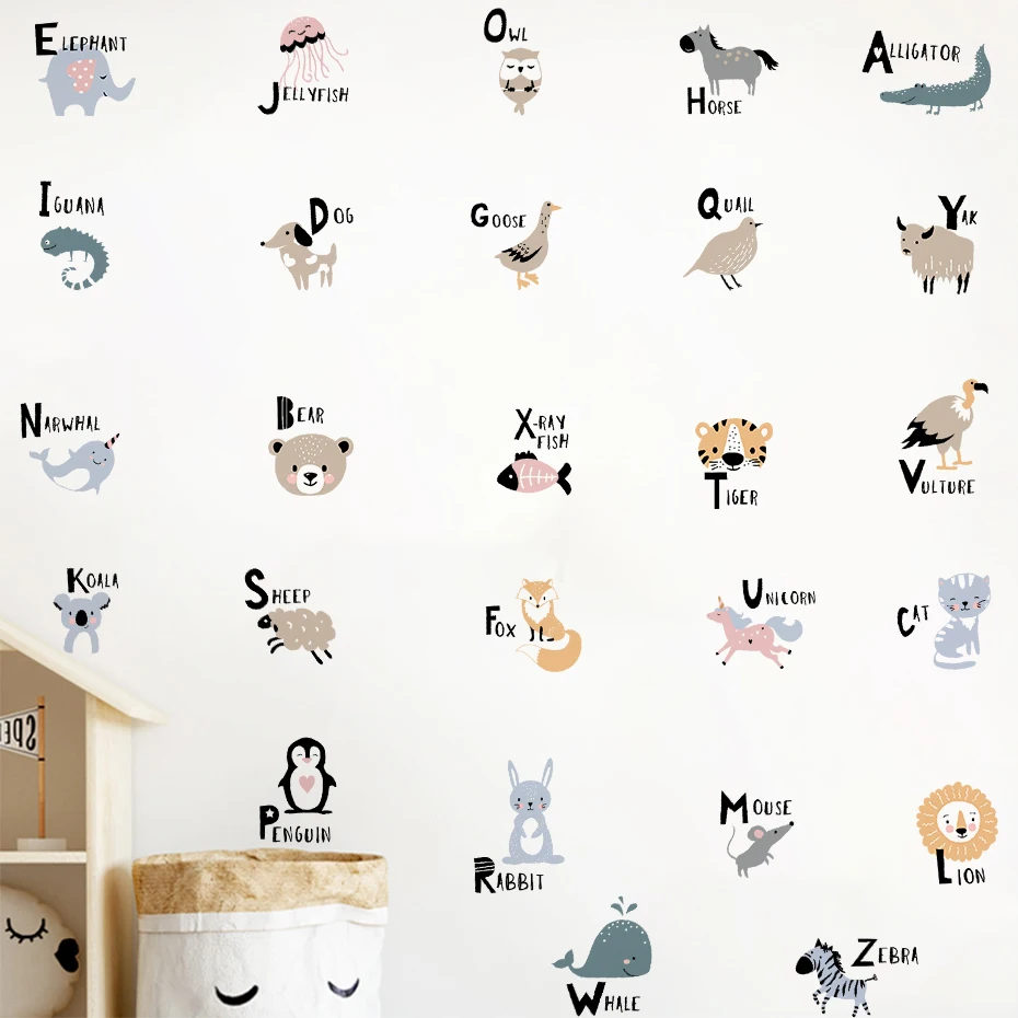 Pegatinas de pared infantiles de animales y alfabeto para aula - imagen 2