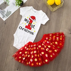 Pelele rojo para bebé niña – Primera Navidad
