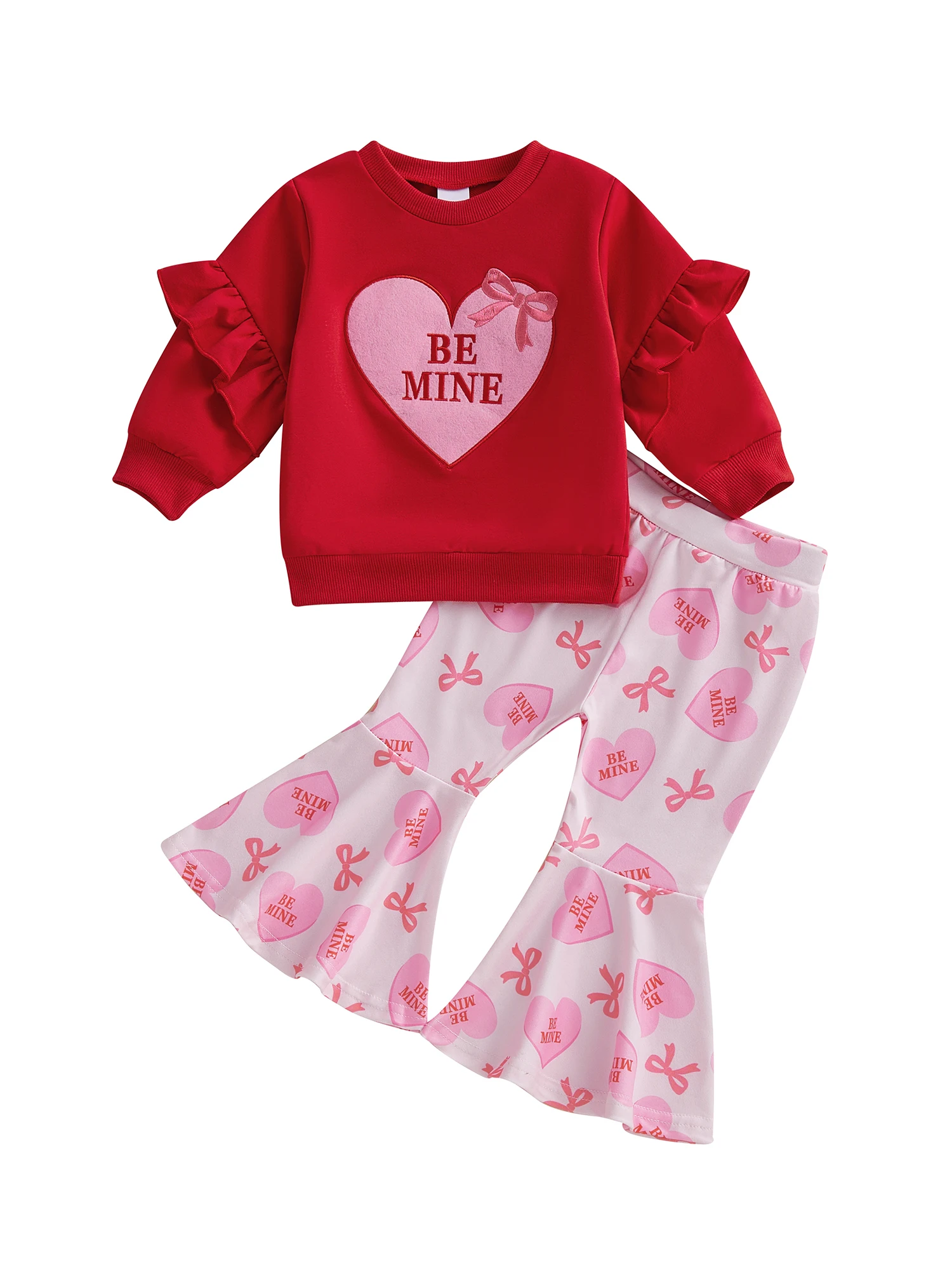 Conjunto infantil rojo con bordado de corazón