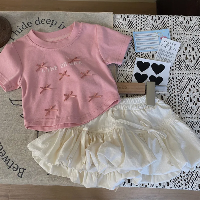 Conjunto bebé blusa lazo y camiseta manga corta verano - imagen 4