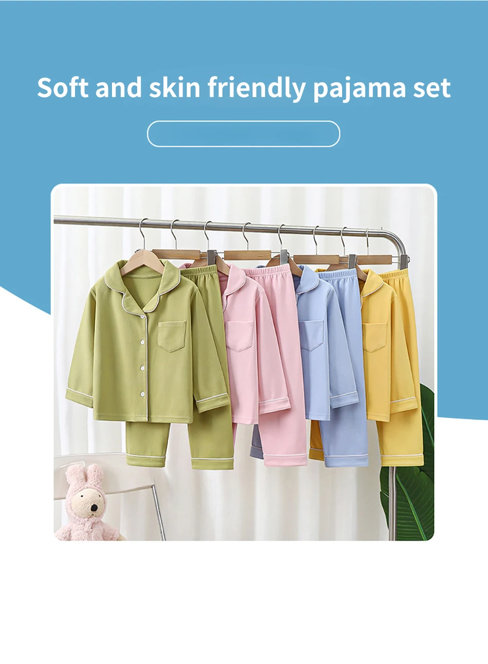 Pijama infantil de franela en color sólido para invierno