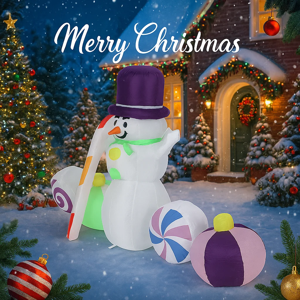 Decoración inflable Navidad con muñeco de nieve y luces LED - imagen 2