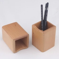 Portalápices de madera hexagonal para escritorio, organizador papelería