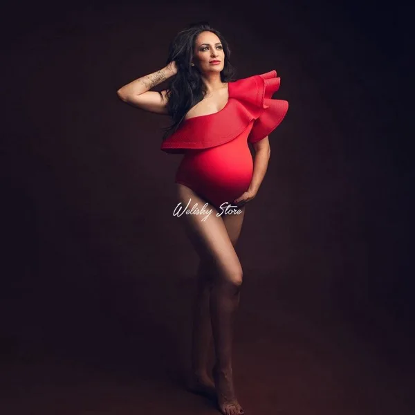 Body algodón con manga volante para fotos de embarazo - imagen 3