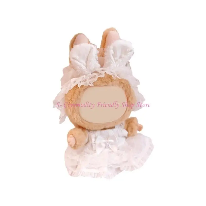 Conjunto vestido de novia y diadema para muñeca de felpa - imagen 3