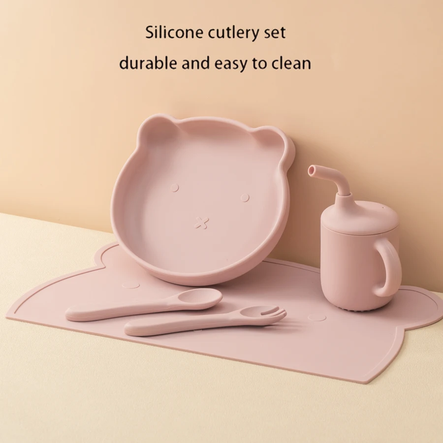 Vajilla de silicona para bebé: set cena con cuenco, plato y cubiertos - imagen 4