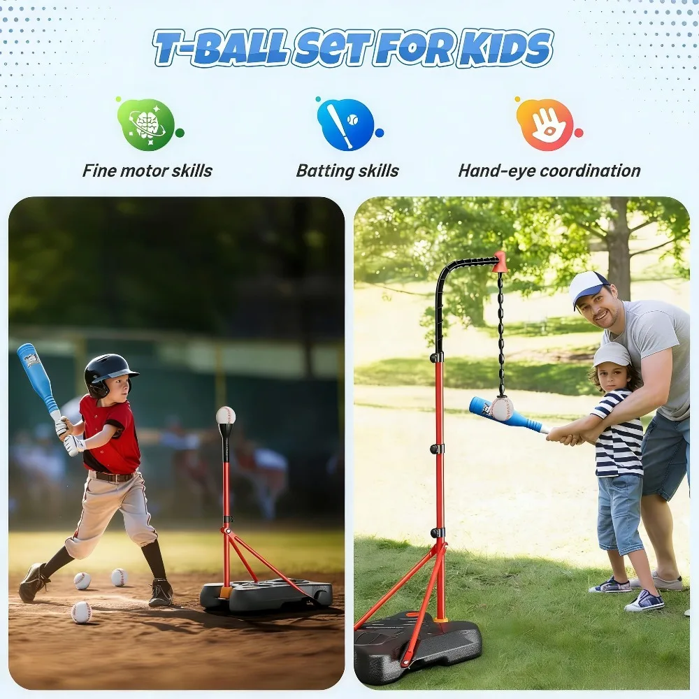 Aro de baloncesto ajustable y teeball para niños – set exterior - imagen 4