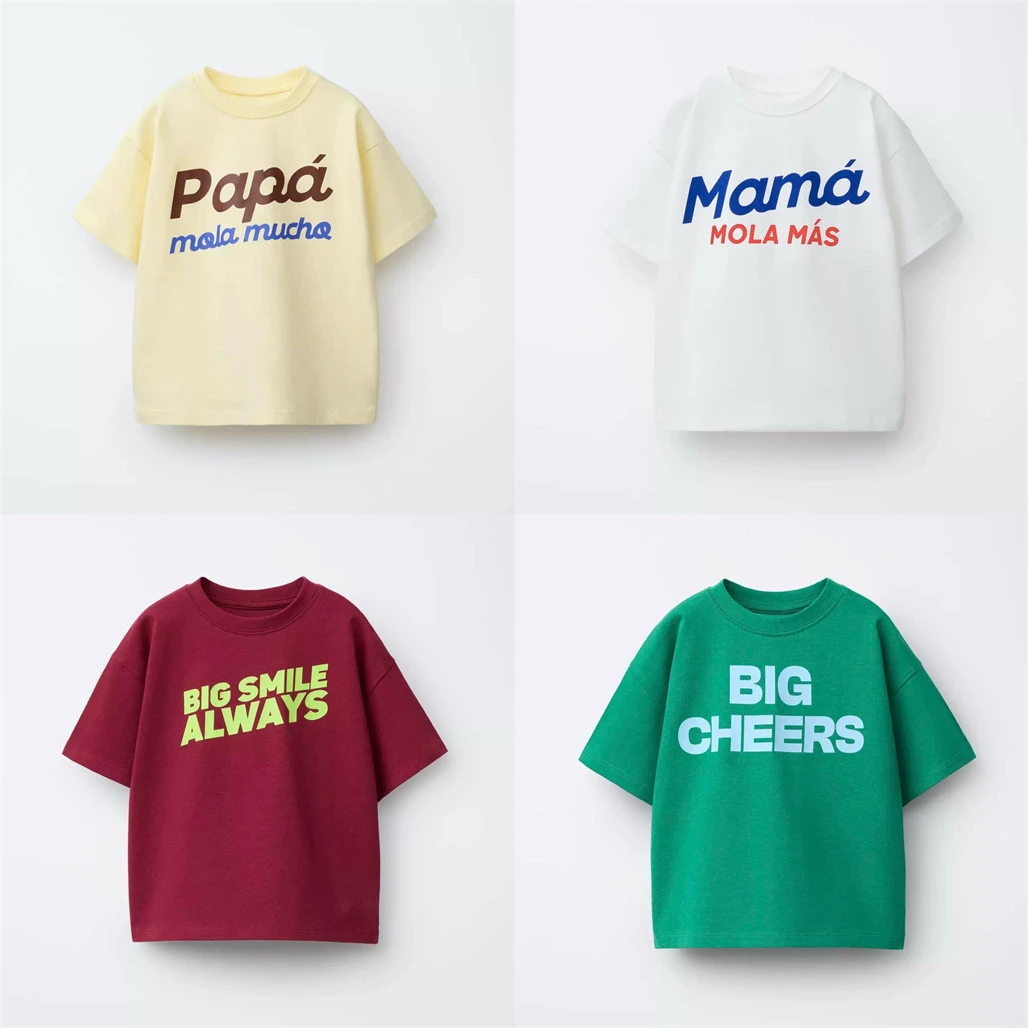 Camiseta infantil de algodón con estampado de dibujos animados