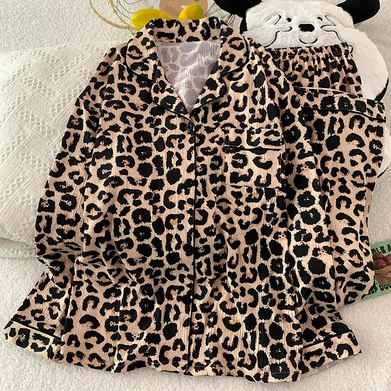 Conjunto de pijama infantil leopardo suave para entretiempo - imagen 5