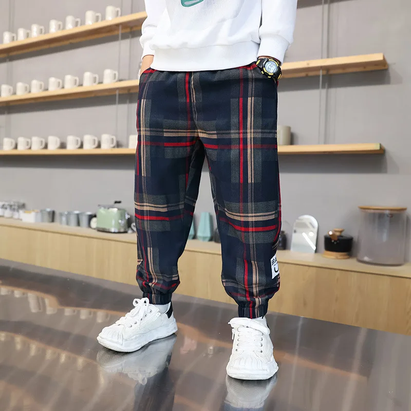 Pantalones de cuadros de algodón para niño – Primavera/Otoño