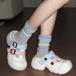 Zapatillas plataforma estilo coreano para niñas Mary Jane gruesas