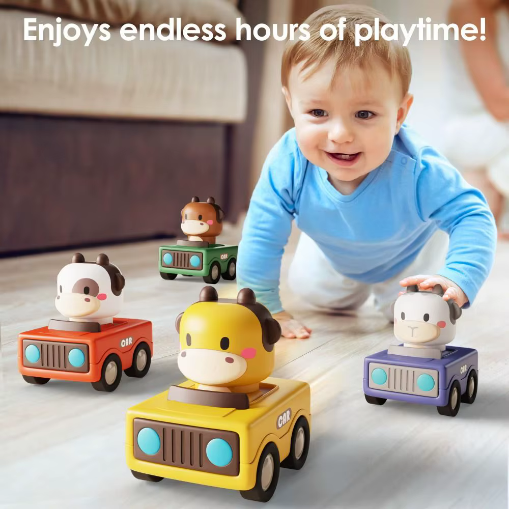 Coche de juguete interactivo para bebés con empuje y fricción