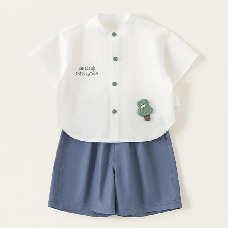 Conjunto verano bebé coreano: camiseta y short de algodón - imagen 2