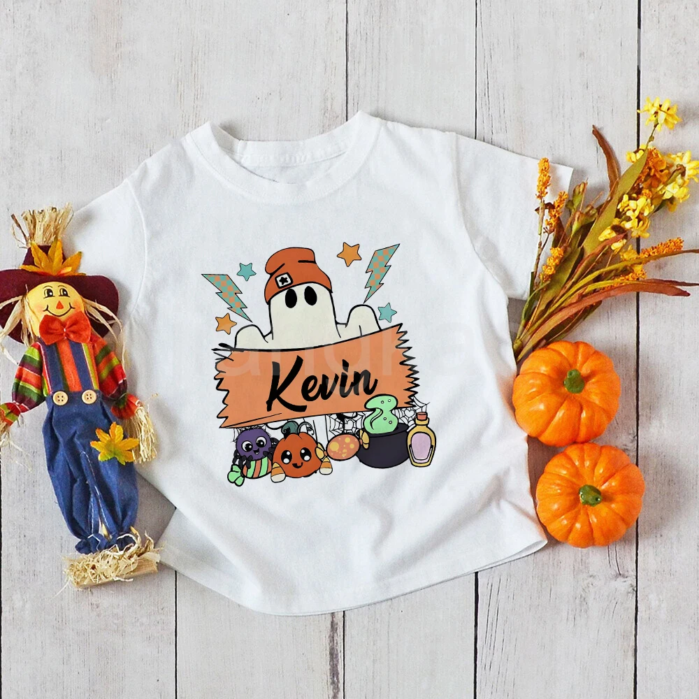 Camisa personalizada con nombre para niños - fantasma Halloween - imagen 4