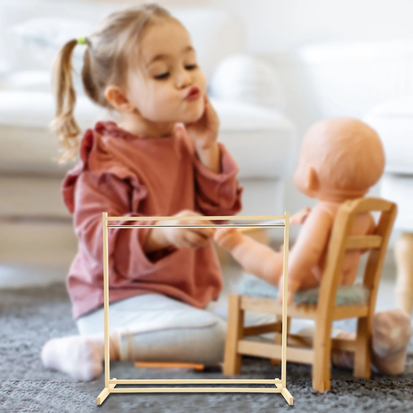 Perchero de madera para niños ligero y duradero con estante pequeño - imagen 3