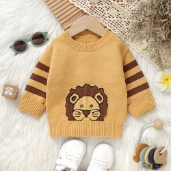 Jersey bebé punto motivo león, cuello redondo manga larga