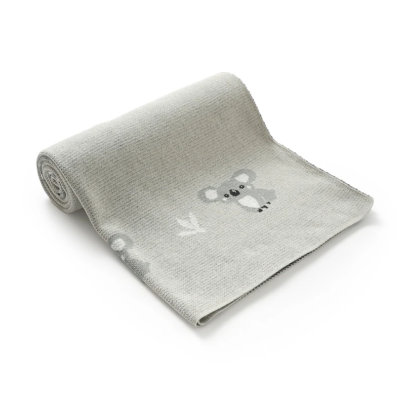 Mantita de bebé algodón gris, tejida, suave para cuna - imagen 4