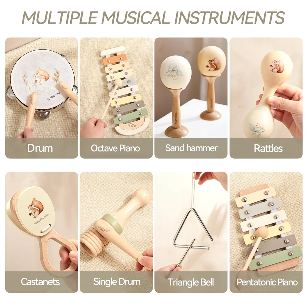 Sonajero musical Montessori de madera para bebés sensorial - imagen 5