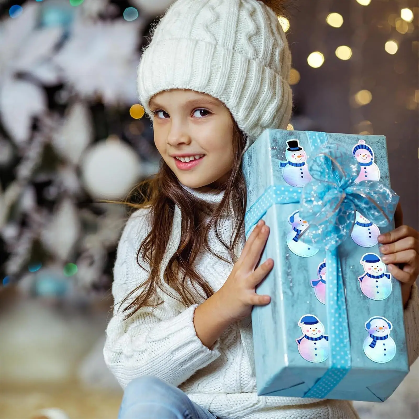 Pegatinas para sobres con muñeco de nieve, estilo invierno - imagen 2
