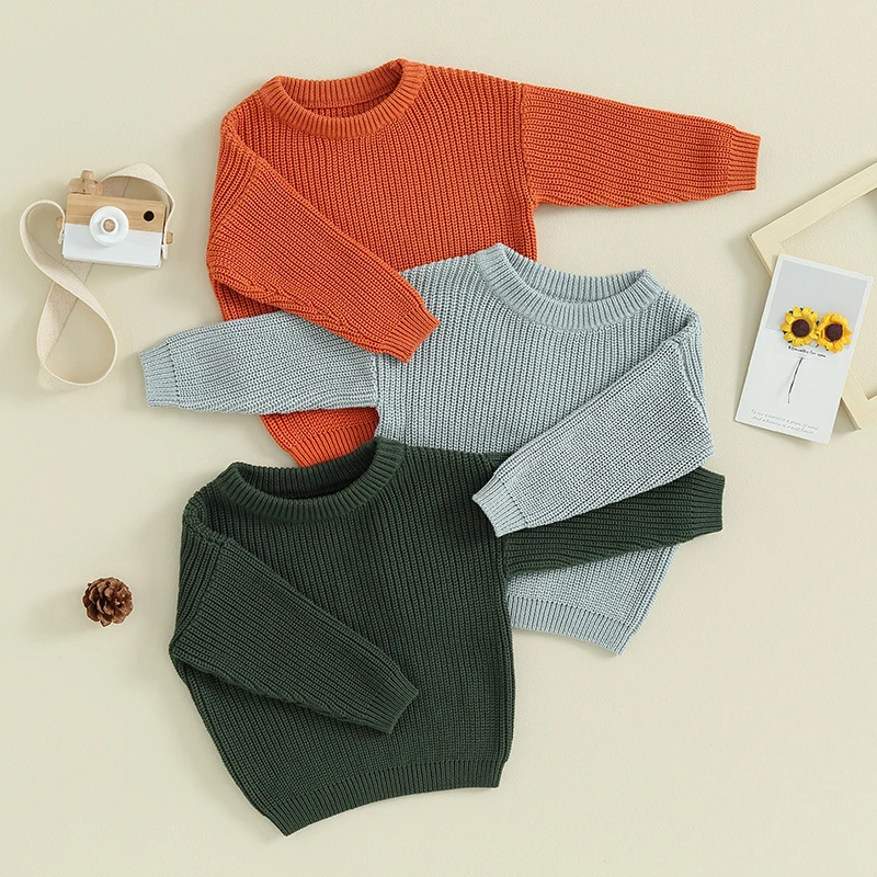 Jersey de punto con manga larga y cuello redondo para niños - imagen 2