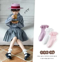 Calcetines altos de algodón para niñas con volantes princesa