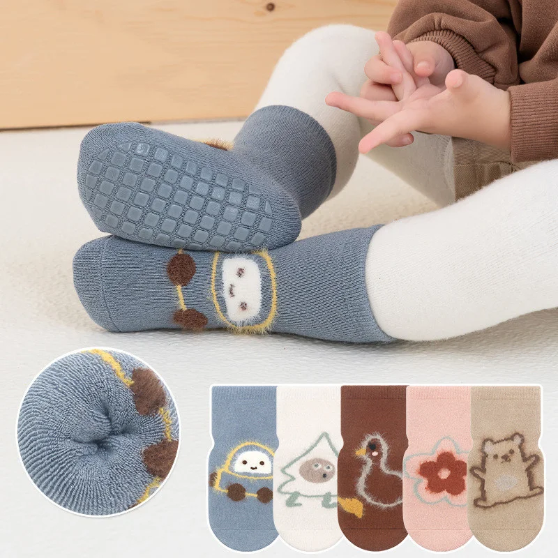 Lawadka calcetines antideslizantes de rizo para niños suaves