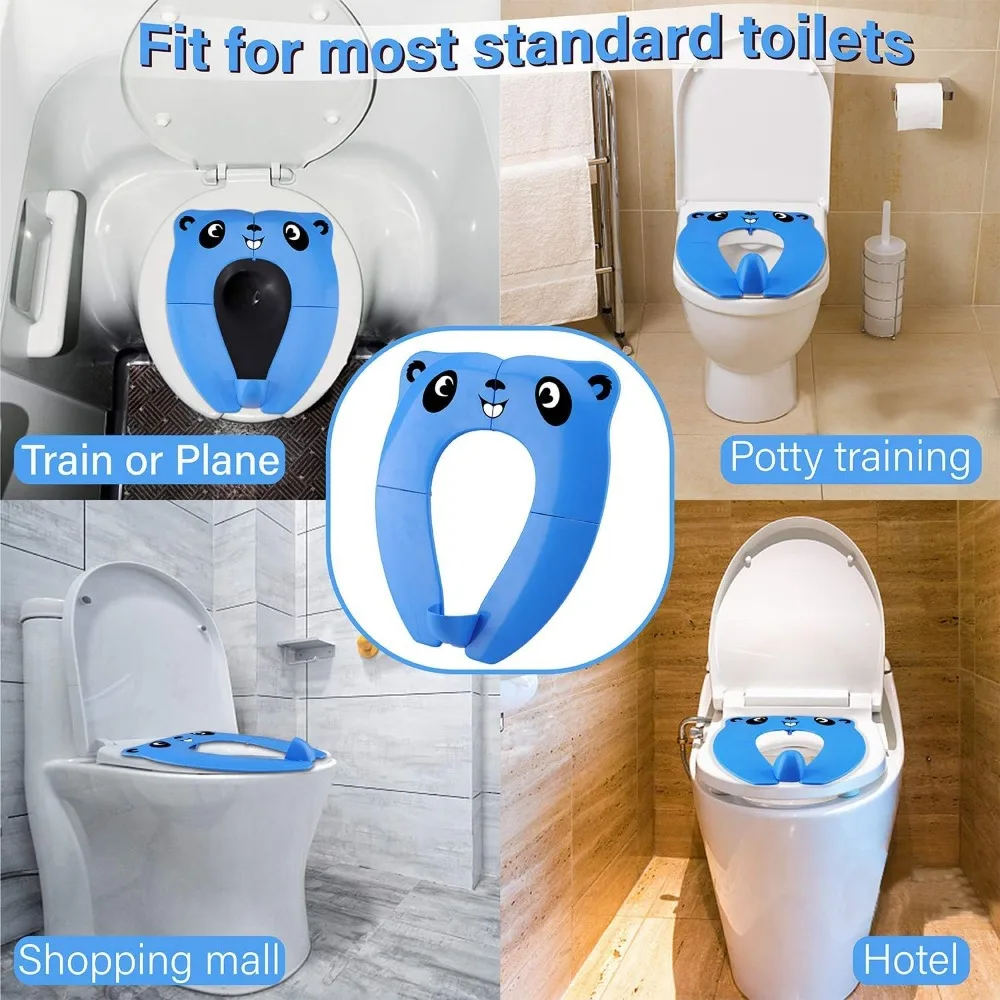 Asiento de inodoro infantil plegable antideslizante con silicona - imagen 5