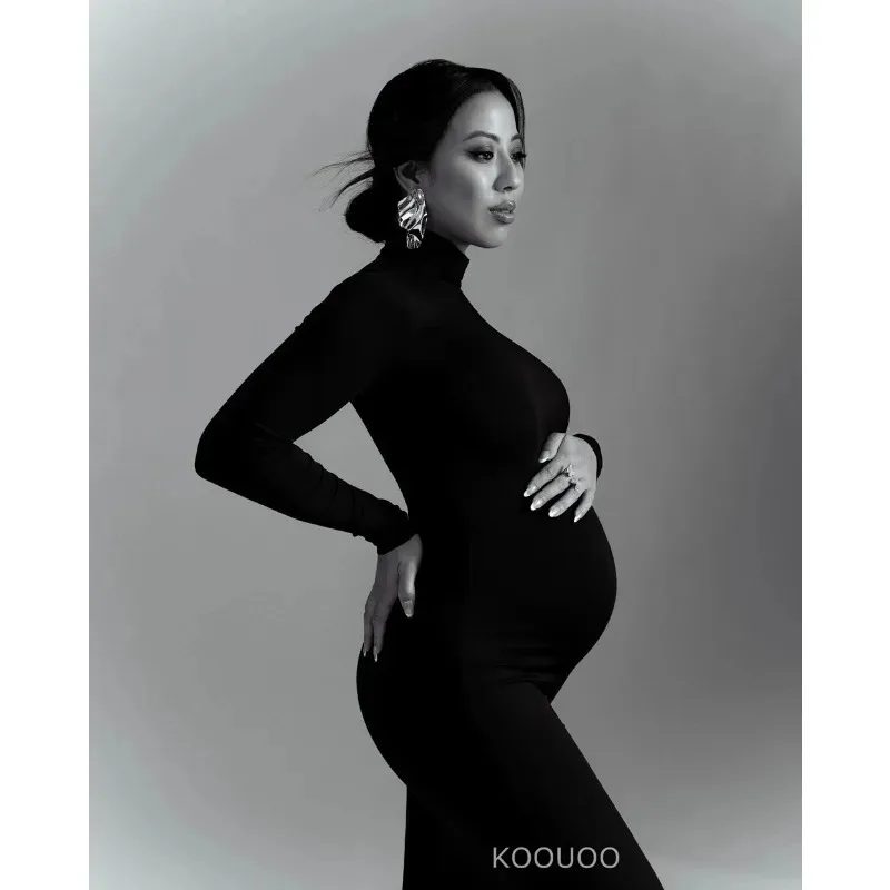 Vestido de maternidad largo para sesión fotográfica – ajuste suave - imagen 3