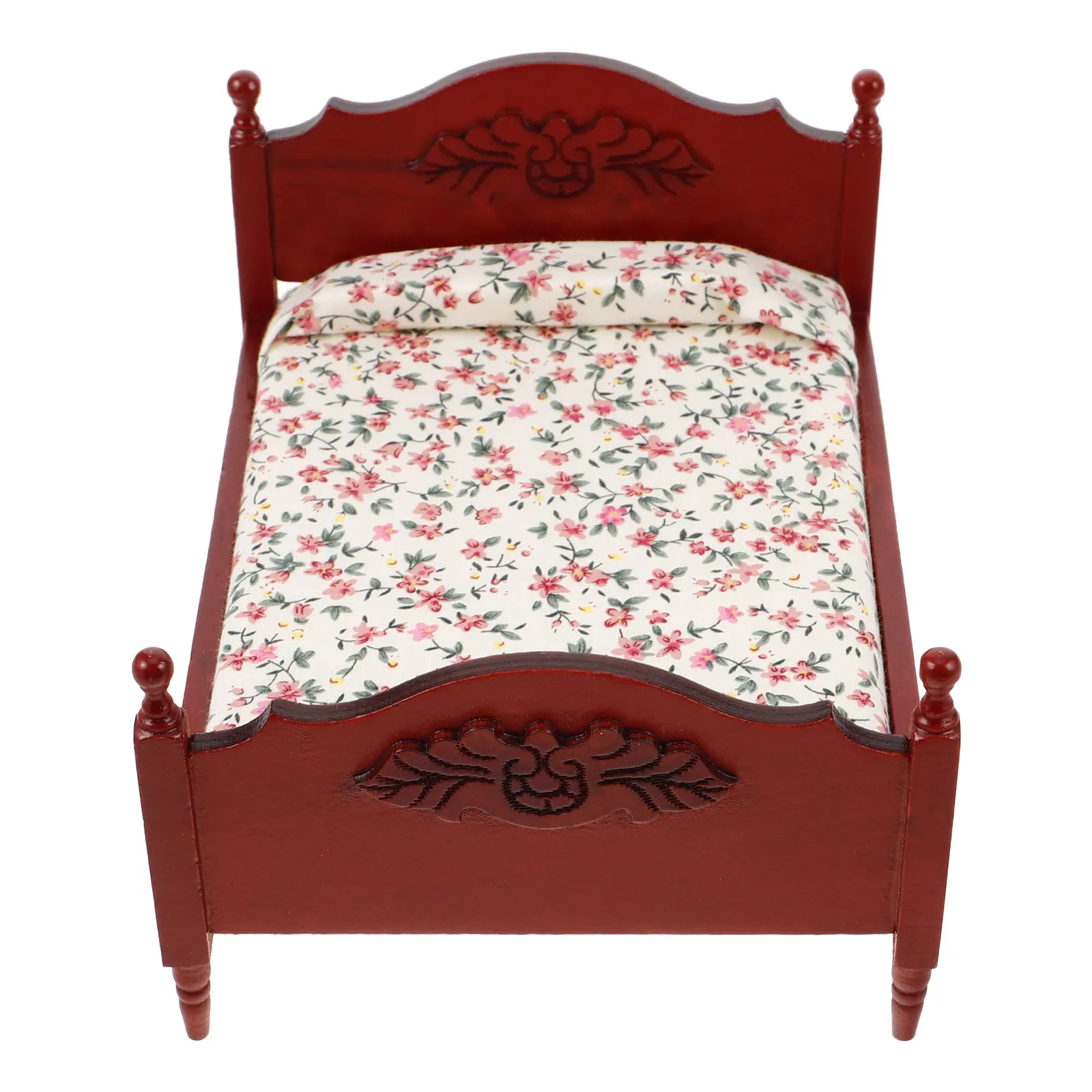 Cama de muñecas madera marrón estilo europeo vintage para casa - imagen 2
