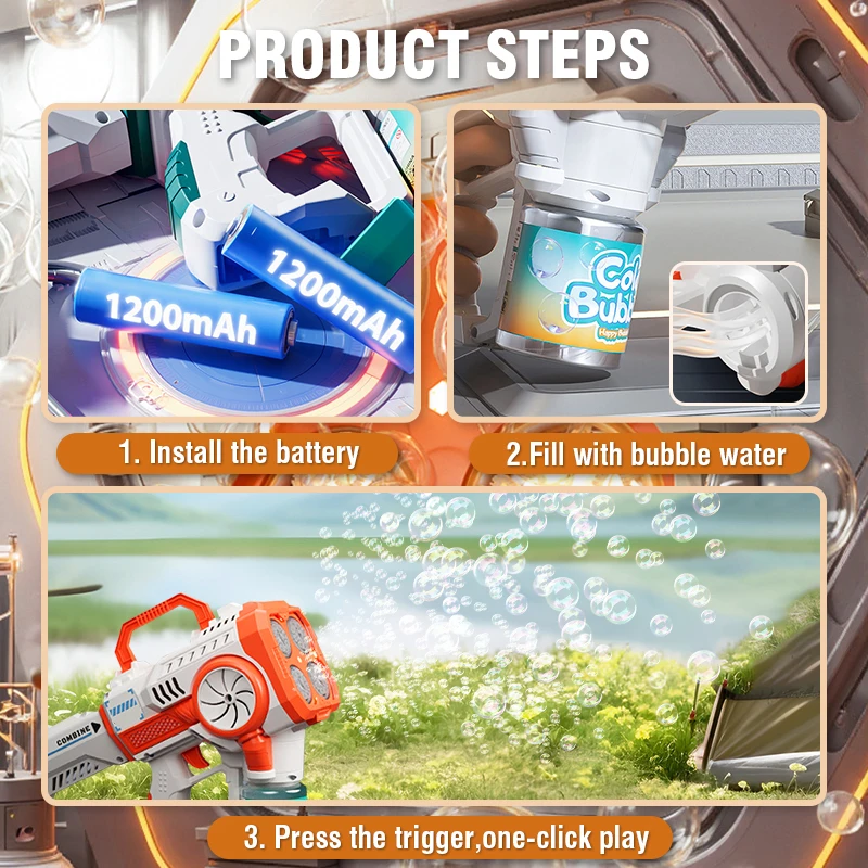 Máquina automática de burbujas con luces para niños y jardín - imagen 5