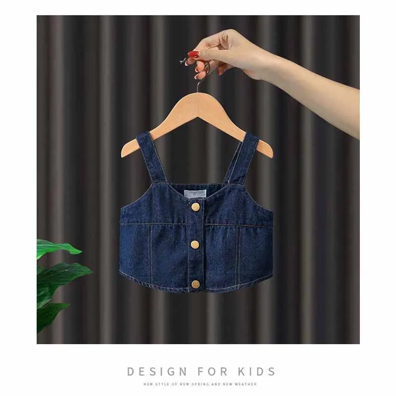 Conjunto vaquero de tirantes con sudadera para niña, primavera otoño - imagen 5
