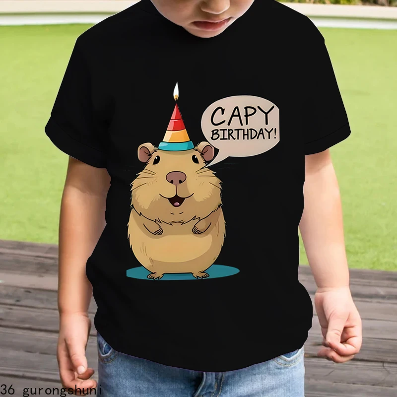 Camiseta capibara cumpleaños para niño – Diseño colorido
